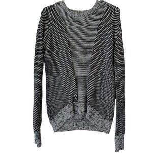 LULULEMON‎ Yogi Crew Sweater Merino Wool Black Heathered Light Grey Size 4 Small